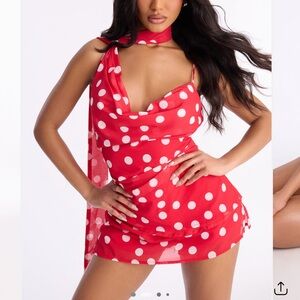 Fashion Nova Red Polka Dot Chemise